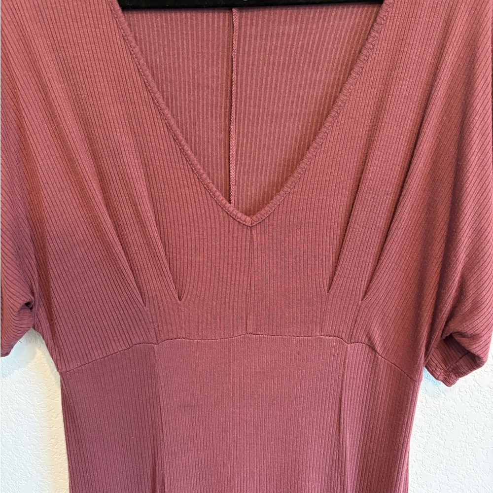 Baltic Born Mauve Ribbed Maxi Dress Medium Pockets Modest Boho Wedding Guest - Picture 8 of 13